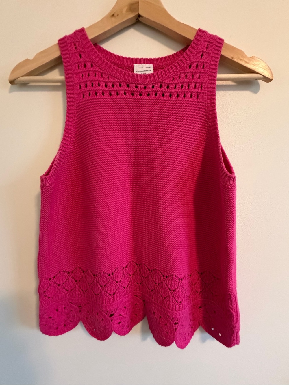 abercrombie kids Hot Pink Crochet Hem Knit Tank